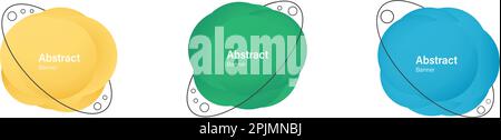 Forme liquide astratte. Elementi sfumati astratti, banner. Modelli liquidi per striscioni, vendita, poster per la vendita al dettaglio. Badge di ameba fluidi. L'ameba forma se Illustrazione Vettoriale