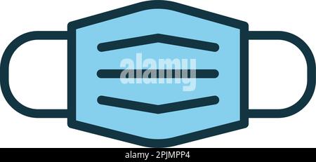 Icona della linea della maschera chirurgica medica. Maschera protettiva da coronavirus, COVID 19, virus. Linea, simbolo di contorno. Dispositivo di protezione personale. Vettore illustrati Illustrazione Vettoriale