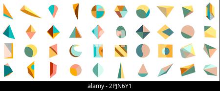 Elementi di design Memphis. Set di forme geometriche astratte. Illustrazione vettoriale delle forme geometriche Illustrazione Vettoriale