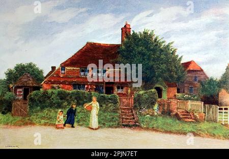 Cottages, illustrazione dal libro Kate Greenaway di M.H. Spielmann e G.S. Layard. Pubblicato da Adam e Charles, 1905. Foto Stock