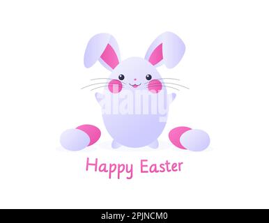Carino coniglio kawaii o lepre come un uovo di pasqua. Cute coniglio o coniglio o lepre bambino. Invito pasquale o biglietto d'auguri. Illustrazione vettoriale Illustrazione Vettoriale