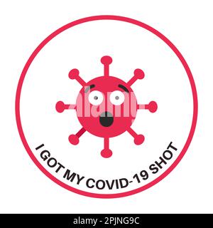 Simpatici badge di vaccinazione o adesivi con virus morti, uccisi, covidi o coronavirus. Badge con virgolette - vaccinato contro il covid 19, ho ottenuto il mio covid-1 Illustrazione Vettoriale