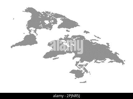 Mappa isometrica della terra punteggiata. Mappa del mondo formata da punti. Mappa globale con continenti come africa, america, eurasia, europa asia e australia. Puntini su Whi Illustrazione Vettoriale