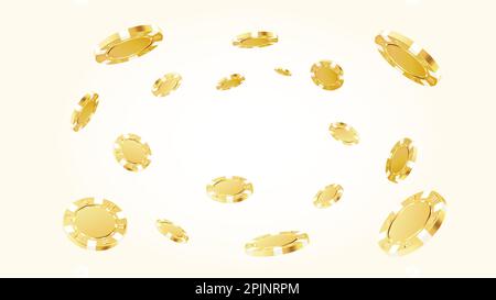 VIP poker chips volare intorno al centro. Gioco d'azzardo, casinò 3d chip d'oro. Gioco d'azzardo denaro. Illustrazione vettoriale Illustrazione Vettoriale