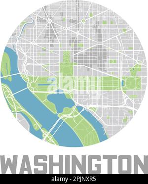 Icona minimalista della mappa della città di Washington, D.C. Illustrazione Vettoriale