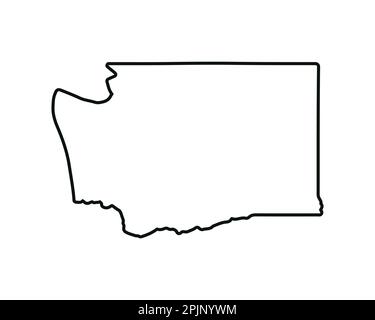 Mappa dello stato di Washington. Mappa dello stato DEGLI STATI UNITI. Simbolo di contorno di Washington. Illustrazione vettoriale Illustrazione Vettoriale