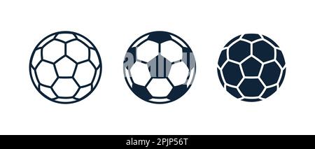 Set di icone della palla di calcio. Icona classica della palla da calcio su sfondo isolato. Icone di contorno. Illustrazione vettoriale. Illustrazione Vettoriale