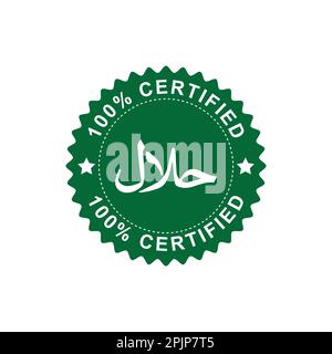 Logo Halal vettore. Etichetta alimentare per l'applicazione. Emblema alimentare Halal. Design esclusivo. Tag certificati. Etichetta per la dieta dei prodotti alimentari per app e. Illustrazione Vettoriale