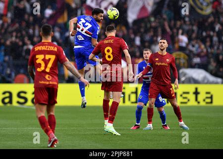 Roma, Italia. 2nd Apr, 2023. Mehdi Leris di UC Sampdoria durante la Serie Una partita tra AS Roma e UC Sampdoria allo Stadio Olimpico il 3 aprile 2023 a Roma. (Credit Image: © Gennaro Masi/Pacific Press via ZUMA Press Wire) SOLO PER USO EDITORIALE! Non per USO commerciale! Foto Stock