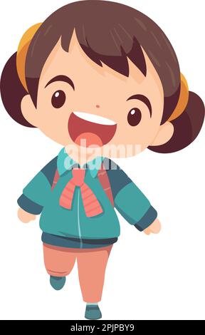 Smiling girl running in cheerful childhood fun Illustrazione Vettoriale