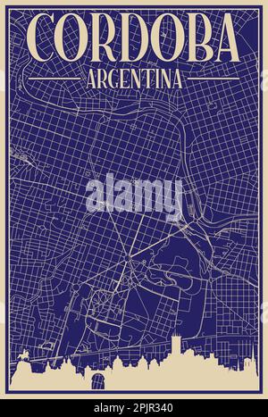 Poster rete stradale del centro di Cordoba, ARGENTINA Illustrazione Vettoriale