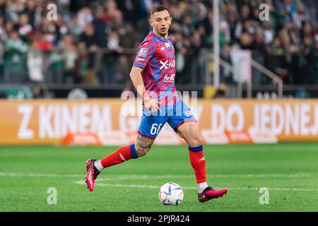 Varsavia, Polonia. 01st Apr, 2023. Giannis Papanikolaou di Rakow visto durante l'incontro polacco della PKO Ekstraklasa League tra Legia Warszawa e Rakow Czestochowa al Maresciallo Jozef Pilsudski Legia Warsaw Municipal Stadium. Punteggio finale; Legia Warszawa 3:1 Rakow Czestochowa. (Foto di Mikolaj Barbanell/SOPA Images/Sipa USA) Credit: Sipa USA/Alamy Live News Foto Stock