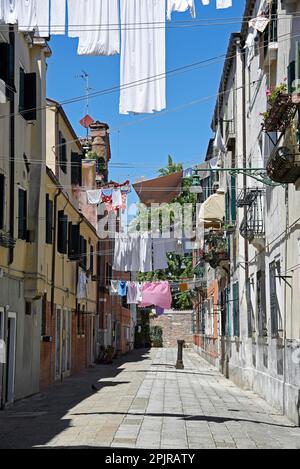 Lavanderia, Clothesline, Distretto, Castello, Venezia, Venezia, Veneto, Italia Foto Stock