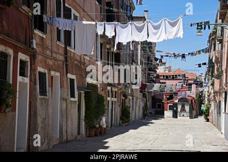 Lavanderia, Clothesline, Distretto, Castello, Venezia, Venezia, Veneto, Italia Foto Stock