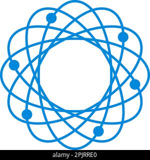 Modello astratto di progettazione del logo di DNA atomico della molecola di biotecnologia Illustrazione Vettoriale