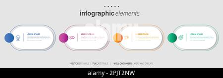Modello di infografica aziendale per la presentazione con 4 opzioni. Illustrazione vettoriale. Illustrazione Vettoriale
