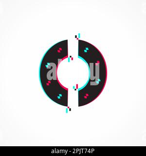 Astratto effetto Glitch Corporate Identity Letter o Logo Design Illustrazione Vettoriale