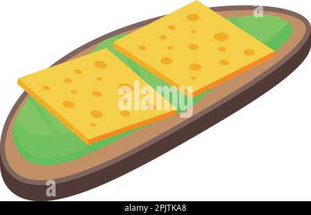 Brindisi all'avocado con formaggio Icon vettore isometrico. Panino. Cibo per uova Illustrazione Vettoriale