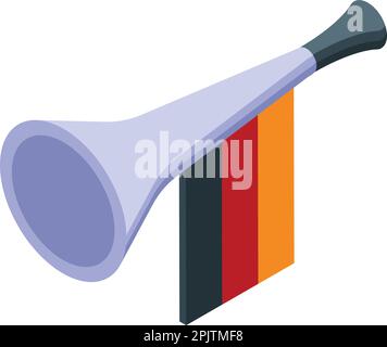 Germania fan vuvuzela icona vettore isometrico. Tromba di calcio. Suono party Illustrazione Vettoriale