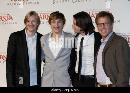 (l-r) Andrew Adamson, William Moseley, ben Barnes e Mark Johnson alla prima australiana delle Cronache di Narnia Principe Caspian al Teatro di Stato. Sydney, Australia. 25.05.08. Foto Stock