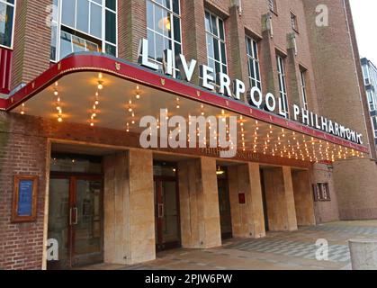 Esterno della Liverpool Philharmonic Hall, Hope St, Liverpool, Merseyside, Inghilterra, REGNO UNITO, L1 9BP Foto Stock
