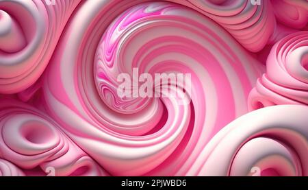 Uno sfondo astratto di vortici rosa e bianche su uno sfondo rosa Foto Stock