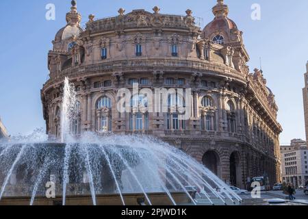 Scorcio della vecchia Genova, Piazza Raffaele de Ferrari, Ligury, Italia, Europa Foto Stock