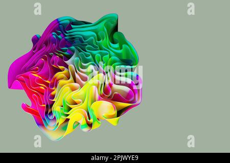 Strati ondulati di fronzoli multicolori isolati sullo sfondo. rendering 3d Foto Stock
