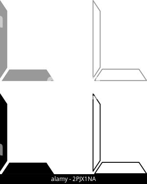 Bordo della parte per l'immagine angolo cornice Imposta icona grigio nero colore vettore illustrazione immagine riempimento semplice linea contorno sottile piatto Illustrazione Vettoriale