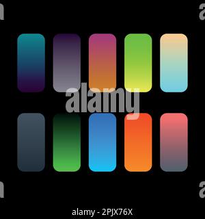 Set di colori 8 sfondo sfumato . Design vettoriale dello schermo moderno per app mobile. Sfondo sfumato pastello. colore Illustrazione Vettoriale