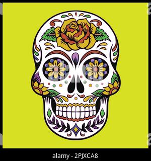 illustrazione decorata con cranio Illustrazione Vettoriale