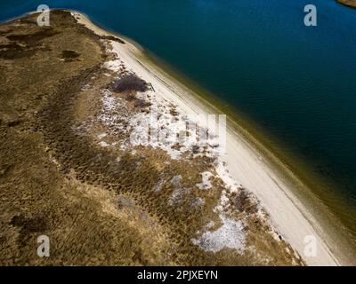 Una vista aerea sulle paludi salate e le paludi di Freeport, New York, in una giornata di sole Foto Stock