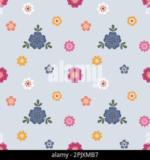 Carino motivo vettoriale floreale con piccoli fiori Illustrazione Vettoriale