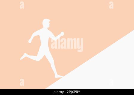 Running up silhouette uomo. Passare a un concetto di obiettivo. sfondo beige. Foto. Foto Stock
