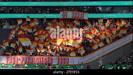 Francoforte, Germania. 04th Apr, 2023. Firo : 4th aprile 2023, calcio, Coppa DFB, Stagione 2022/2023, quarti di finale, Eintracht Francoforte - Union Berlin Fans Union Berlin Credit: dpa/Alamy Live News Foto Stock