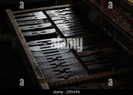 ABCDEF...Stampa di lettere di stampa Foto Stock