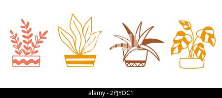 Piante di casa in vaso in pentole, piante di casa set Illustrazione Vettoriale