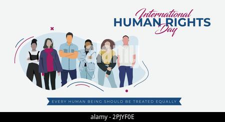 Giornata internazionale dei diritti umani con illustrazioni a carattere piatto con più tonalità di colore Illustrazione Vettoriale