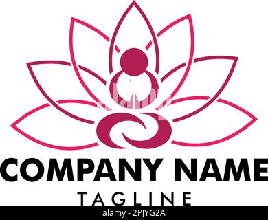 Modello vettoriale di disegno di Logo di Yoga Illustrazione Vettoriale
