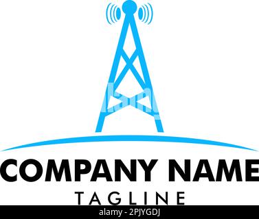 Immagine vettoriale del logo dell'icona dell'antenna del segnale della torre Illustrazione Vettoriale