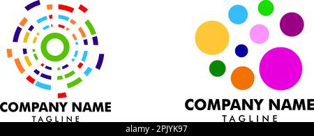 Set di logo colorati con cerchio Illustrazione Vettoriale