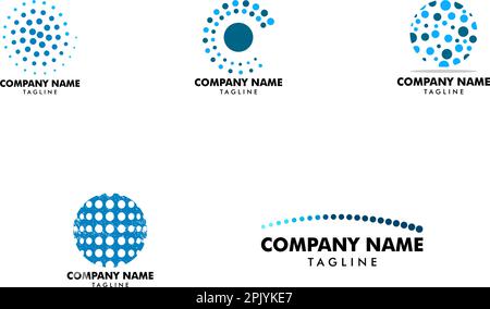 Set di icone circolari con logo a punti forma moderna e dinamica Illustrazione Vettoriale