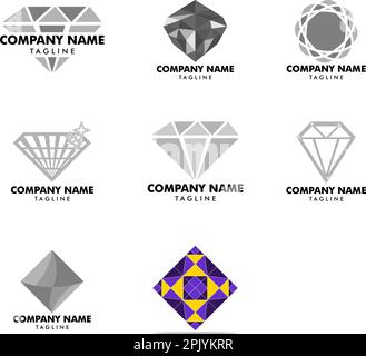 Set di Diamond Jewellery Logo Design modello vettoriale Illustrazione Vettoriale
