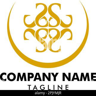 Design con logo Royal Luxurious Initial S Letter in colore oro Illustrazione Vettoriale