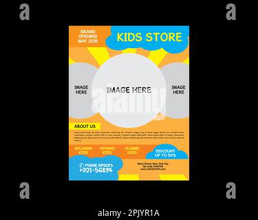 Modello di banner o volantino per negozi per bambini Illustrazione Vettoriale