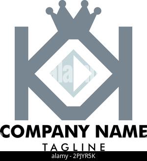 Modello con logo a forma di diamante con lettera iniziale KK Illustrazione Vettoriale
