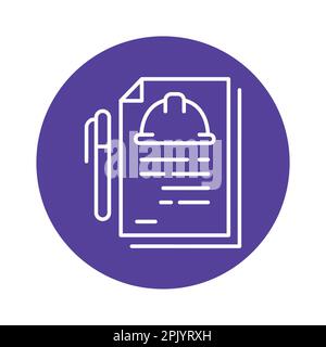 Icona della linea nera della documentazione di stima. Costruzione di edifici. Pittogramma per la pagina Web. Illustrazione Vettoriale