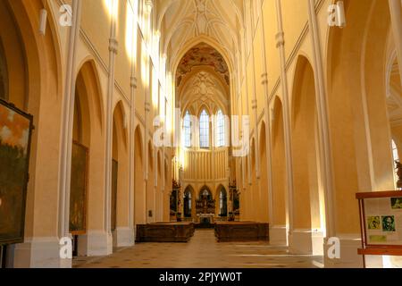 Interno della Chiesa dell'Assunzione di nostra Signora e San Giovanni Battista nella città di Kutná Hora, Repubblica Ceca Foto Stock