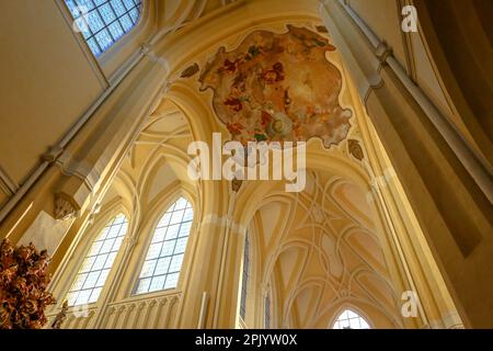 La Chiesa dell'Assunzione di nostra Signora e San Giovanni Battista nella città di Kutná Hora, Repubblica Ceca Foto Stock