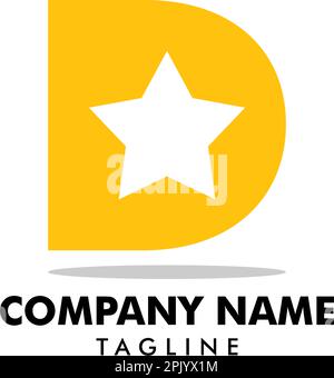 Lettera iniziale D Star Logo Design Illustrazione Vettoriale
